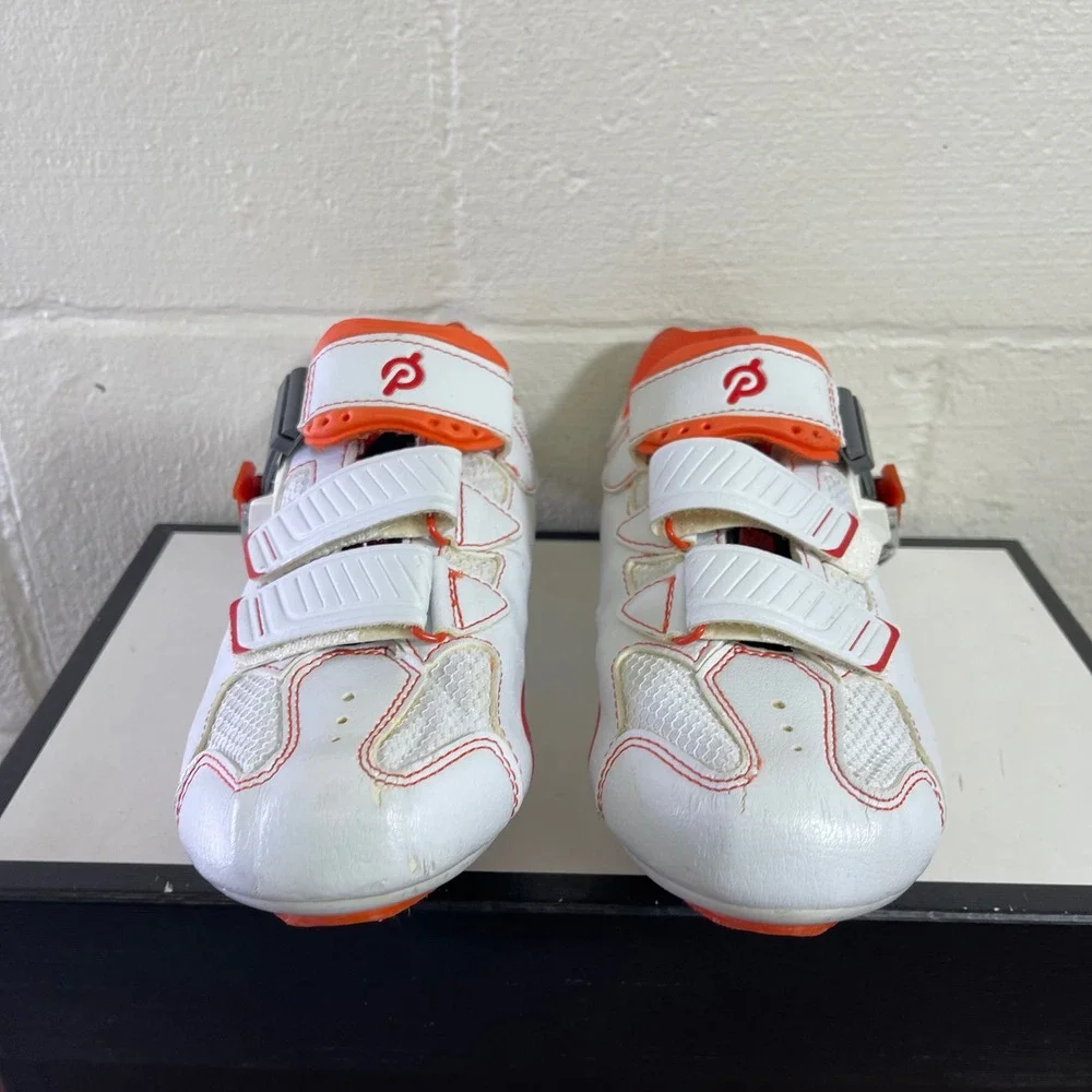Peloton Cycling Indoor Shoes Bike Cleats White Orange Women's Size 9 US/40 EU